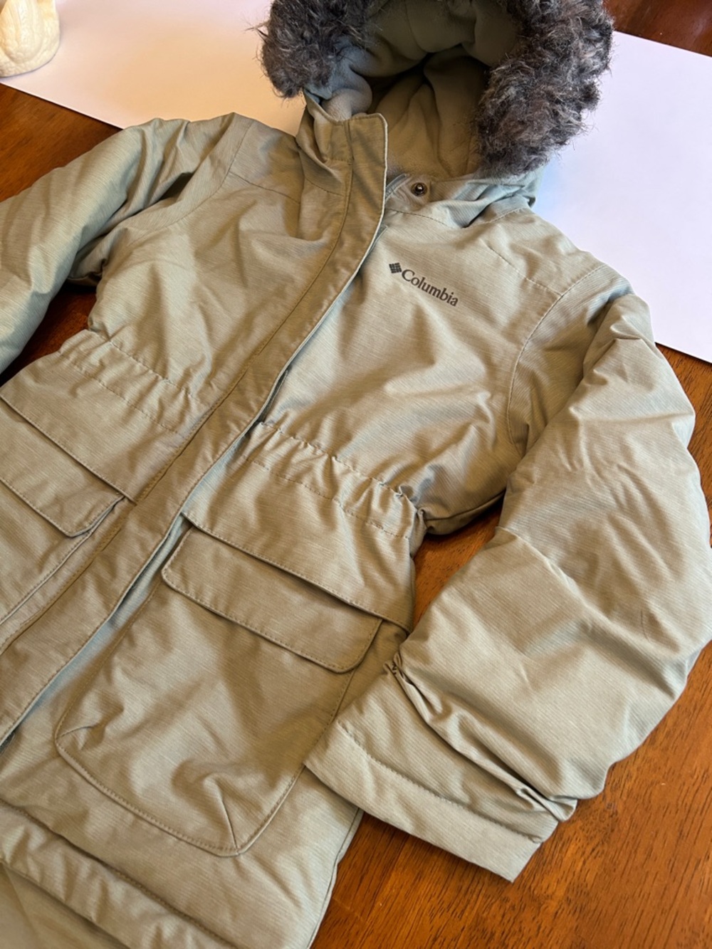 Columbia Nordic Strider II Girls XXS 4/5 Green Omni-Heat Parka Faux Fur - Picture 2 of 11